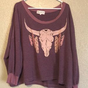 Wildfox Skull Cow Baggy Beach Jumper